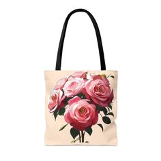 Unleash your inner fashionista with our Rose Floral Print Tote Bag - Elevate Your Style! This stunning accessory is a game-changer for anyone looking to amp up their wardrobe. The all-over print design featuring gorgeous rose florals adds a touch of elegance and sophistication to any outfit.Crafted from 100% Polyester, this tote bag is not only visually appealing but also durable and comfortable to carry. It boasts boxed corners, black inner stitching, transparent thread on hems, and black cotton handles for a chic and polished look. The non-woven laminate inside provides structure and security for your belongings.Available in sizes ranging from Small to Large, our Rose Floral Print Tote Bag is the perfect addition to your collection of trendy apparel. Rose Tote Bag, Print Tote, Printed Tote Bags, Elevate Your Style, Polished Look, Game Changer, Black Cotton, Trendy Outfits, Your Style