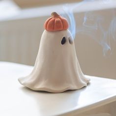 Kafvhsty Ghost Incense Holder Set: Resin Ghost, Pumpkin, & Witch Hat Design, Aromatherapy Burner for Home & Living Room Decor - Walmart.com Ghost Incense Burner, Witch Hat Ceramic, Ghost With Pumpkin Head, Mini Clay Ideas Halloween, Ghost Clay Sculpture, Ghost Incense Holder, Halloween Incense Holder, Cute Halloween Home Decor, Clay Ghost Tealights