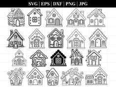 christmas houses svg clipart for silhouettes and cricut cutting machines - example image 1