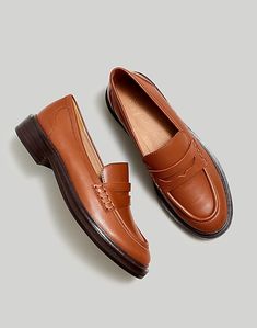 Leather Industry, Brown Loafers, Oxford Flats, Madewell Shoes, A Well, Penny Loafers, Stacked Heel, Leather Loafers, Loafers For Women