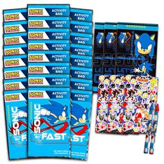 sonic the hedgehog activity pack with 8 stickers and 2 pencils in it