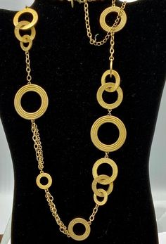 Vintage gold tone round chain necklace by Lia Sophia Chic Round Chain Necklace For Formal Occasions, Delicate Metal Chain Necklace, Delicate Round Metal Chain Necklace, Metal Clavicle Chain Necklace, Gold Circular Jewelry With Adjustable Chain, Gold Chain Necklace With Clavicle Chain, Chic Round Chain Necklace With Adjustable Chain, Elegant Circular Metal Chain Necklace, Chic Gold Round Chain Necklace