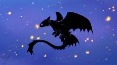 a black dragon flying through the night sky