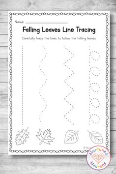 a worksheet for fall leaves line tracking