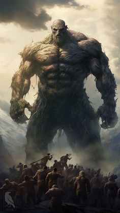 an image of a giant monster in the middle of a group of people