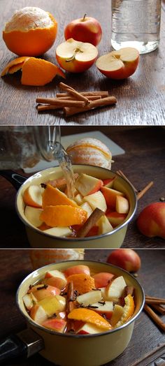 Not into decorating? Make your home transition into Fall with DIY potpourri instead of decorations! #Fall #DIY Fall Potpourri, Almond Extract, Cut Up, Potpourri, Apple Cider, Cinnamon Sticks, Cider, Apples, Cinnamon