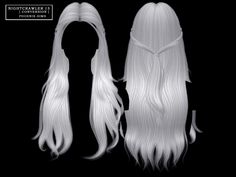 the long white hair is on display in front of a black background