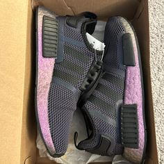 Brand New Black/Purple Adidas Nmd R1 J Women’s Size 4.5. Adidas Purple Sneakers For Sports, Sporty Purple Adidas Sneakers, Purple Fade-resistant Lace-up Sneakers, Purple Synthetic Sneakers With Laces, Purple Synthetic Sneakers, Purple Synthetic Sneakers With Boost Midsole, Purple Fade-resistant Synthetic Sneakers, Purple Adidas, Adidas Nmd R1