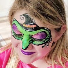 Face Paint Witch Halloween, Witches Face Paint, Pretty Halloween Face Paint, Kid Witch Makeup, Witch Facepainting, Halloween Facepaint Kids, Witch Face Paint Kids, Kids Makeup Halloween, Halloween Kids Face Paint