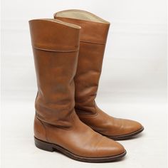 Vintage Frye Equestrian Boots Genuine Leather - Tan Size - 10 D Made In Usa Great Pre-Owned Condition. Exterior Measurements - 11.75" From Heel To Toe 4.25” Across The Widest Part Of The Sole. 14” Tall 15” Around Calf Shoe Trees Are Not Included In This Listing. Item Will Be Carefully Packaged And Shipped In A Box. Tall Brown Leather Riding Boots, Brown Leather Snip Toe Knee-high Boots, Brown Wide Calf Knee-high Boots With Zipper, Brown Knee-high Heeled Boots With Zipper Closure, Brown Zipper Closure Knee-high Boots, Tall Riding Boots, Equestrian Boots, Frye Shoes, Shoe Tree