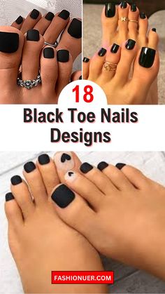 Black Polish Pedicure, Fall Toenails Pedicures, Fall Toe Nails 2024, Black Toenails With Design, Toe Polish Ideas, Black French Tip Toes, Fall Toenails, Fall Pedicure Colors Toenails, Fall Toe Nail Designs