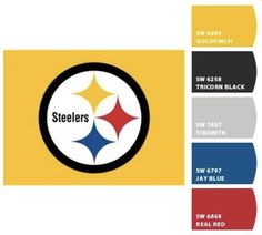 the nfl team logo is shown in three colors, including red, yellow, and blue