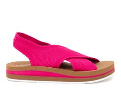 Introducing MIRANDA, an easy-on-and-off, woven slingback sandal. This sandal is made of a flexible and breathable sport knit upper, crafted with 100% certified recycled fibers. This sandal bottom features a high rebound foam footbed contoured with arch support and a slight heel cup for performance level comfort Sport Knit Fabric upper, Woven slingback strap for easy slide on entry,1.3\ low wedge heel, Open round toe, Signature High Rebound YB EVA footbed, Rubber outsole | Women's Yellow Box Mira Pink Sport Sandals With Textured Footbed For Summer, Lightweight Pink Synthetic Sandals, Pink Synthetic Sandals With Woven Sole, Pink Sport Sandals With Removable Insole For Vacation, Pink Sandals With Woven Sole, Pink Beach Slingback Sandals, Pink Synthetic Sport Sandals With Arch Support, Pink Slingback Sandals For Beach, Pink Open Toe Sport Sandals With Arch Support