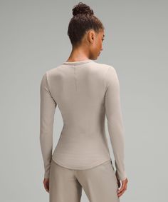 This Lightweight Everyday Top Has Just The Right Softness, Just The Right Stretch, And A Snug Fit That Feels Like A Second Skin. Designed For Casual. Contours Your Body:sits Below The Waistband For Moderate, Everyday Coverage. | Hold Tight Long-Sleeve Shirt Lululemon Outfits, Modal Fabric, Tank Top Dress, Back Women, Womens Long Sleeve Shirts, Lululemon Women, Free Shirts, Second Skin, Long Tops