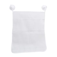 a white kitchen towel hanging from the side with two buttons on each end and one button at the top