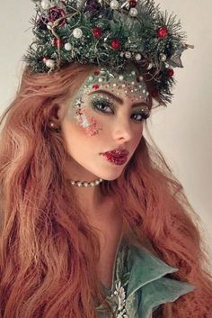 Makeup Looks For Green Eyes, Holiday Makeup Looks, Face Art Makeup, Holiday Beauty, Fairy Makeup