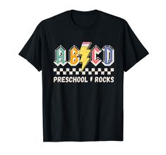 PRICES MAY VARY. Grab this Retro ABCD Alphabet Rock and Roll Cute for teacher & student on first day of school, 100th Day Of School or during Teacher Appreciation Day great gift idea for ABCD Preschool Rocks, perfect for men or women, Kids Retro Teachers shirt design, Be ready for the First Day of School for yourself or gift for teacher or your kids on 1st day of school, Abcd learning, Rockin preschool Teacher. Makes a cute present for your mom, dad, son, daughter, sister, brother, friends. Ligh Black T-shirt For Back To School Events, Retro Black T-shirt For School, Rock Boys, Cute Presents, 100th Day Of School, Teacher Student, 1st Day Of School, Dad Son, Preschool Teacher