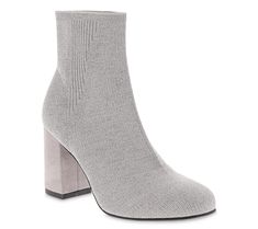 Breathable stretch-knit material, rounded toe Measurements: Heel 2"H; Shaft 5.5"H; Circumference 8.5" Fabric upper; Man-made outsole Imported Mia Shoes, Slip On Boots, Knitting Materials, Fashion Shoes, Shoe Boots, Slip On, Women Shoes, Boots, Heels