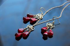 Pomegranate seeds earrings Handmade high quality earrings Wire Wrapped Metal Chandelier Earrings For Gift, Elegant Red Pendant Earrings, Red Chandelier Earrings As Gift, Red Garnet Wire Wrapped Earrings, Nickel Free Elegant Earrings For Valentine's Day, Elegant Brass Jewelry For Valentine's Day, Handmade Brass Chandelier Earrings As Gift, Red Nickel-free Chandelier Earrings As Gift, Garnet Drop Earrings With Matching Set