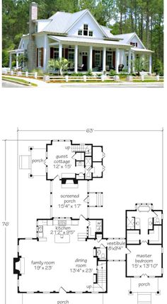 two story house plans with an open floor plan for the front and back of the house