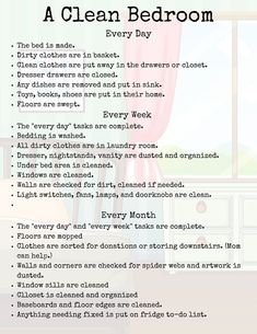 A Clean Bedroom, Clean Room Checklist, Room Cleaning Tips, Life Hacks Cleaning, Room Checklist, Deep Cleaning Checklist, Clean Bedroom