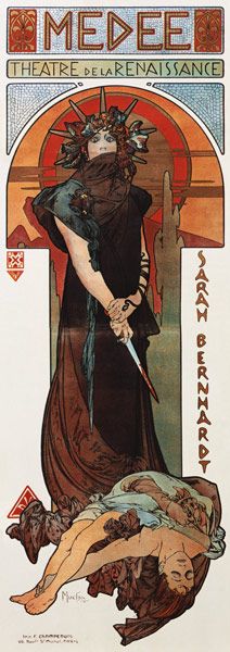 Médée, poster for Sarah Bernhardt's and the Théatre de's La renaissance - Alphonse Mucha (Czech Republic, 1860-1939) Ethereal Women