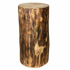 a wooden stool made out of tree trunks