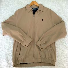 Never Worn Mens Polo Jacket Classic Collared Windbreaker For Winter, Classic Collared Winter Windbreaker, Classic Collared Windbreaker With Pockets, Classic Long Sleeve Windbreaker For Outdoor, Classic Collared Windbreaker For Work, Classic Collared Sport Coat For Outdoor, Polo Jacket, Ralph Lauren Jacket, Ralph Lauren Outfits