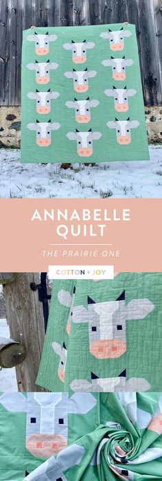 an animal quilt is shown with the words, annabelie quilt