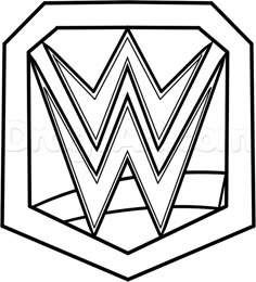 a black and white drawing of the wwe logo in a pentagon shape with lines on it