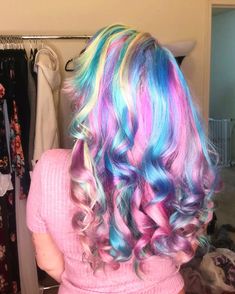 Hair Dye Ideas Curly, Hair Dye Ideas Curly Hair, Rainbow Hair Color Ideas, Gyaru Hair, Holographic Hair, Rainbow Hair Color, Creative Hair Color