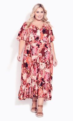 Shop Evans Pink Floral Frill Hem Midaxi Dress at Yours Clothing. Discover women’s plus size clothing in sizes 10-36 with fast delivery. Pretty Summer Dresses, Pink Dahlia, Party Dress Sale, Occasion Dresses Wedding, Curve Fashion, Midaxi Dress, Resort Dresses, Plus Size Maxi, Sleeve Maxi Dress