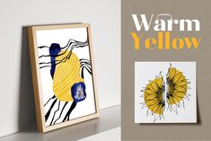 an image of a yellow butterfly on the wall next to it's shadow and text that reads warm yellow