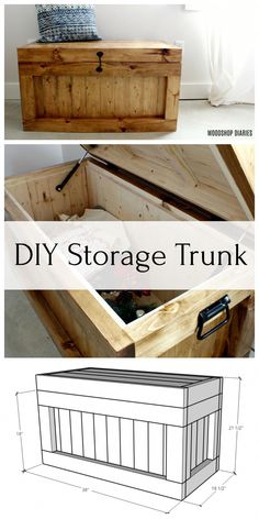 the diy storage trunk is made out of wood