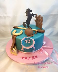 a birthday cake with a horse on top