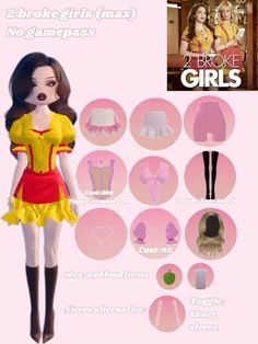 an image of a doll with different outfits