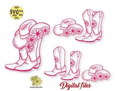 the digital files are ready to be used for creating cowboy boots and daisols