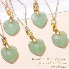 New! Limited-Quantity, Special Price. Introducing the "You Are Precious" necklace collection—a stunning combination of elegance and sentiment. Featuring a faceted natural stone heart pendant, each necklace is delicately suspended on a unique 18kt gold-plated chain. The adjustable slider design allows for a custom fit, easily transitioning between any length of 14” to 24”, making it perfect for any occasion and neckline. It's timeless design will never go out of fashion. Packaged in a thoughtfull Valentine's Day Gemstone Beads Jewelry Gift, Valentine's Day Gift Necklace With Natural Stones, Valentine's Day Gift Jewelry With Gemstone Beads, Elegant Necklaces With Natural Stones For Valentine's Day, Elegant Natural Stones Necklace For Valentine's Day, Elegant Valentine's Day Necklaces With Natural Stones, Jade Pendant Necklace As A Gift, Spiritual Natural Stones Necklace For Valentine's Day, Heart Pendant Crystal Necklace With Natural Stones As Gift