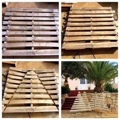 four pictures of different types of wooden pallets