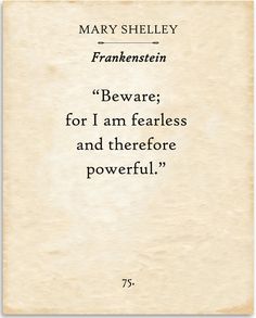 a piece of paper with the words mary sheiley and frankenstem beware for