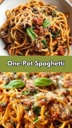 one - pot spaghetti with spinach and tomato sauce