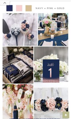 navy and pink wedding color palettes