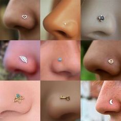 multiple images of different types of nose piercings