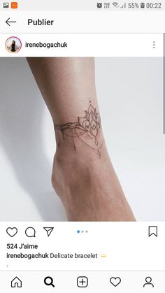 a person's foot with a small tattoo on the left side of their leg