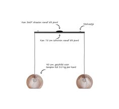 the diagram shows how to hang lamps in different positions and shapes, including one hanging light fixture