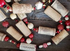 several wine corks are arranged in the shape of a heart