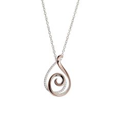 Unique & Co Cubic Zirconia and 18ct Rose Gold Teardrop Swirl Pendant - Rococo Jewellery Pendent Designs, Pendant Sets, Travel Culture, Luxury Jewellery, Jewelry Pendants, Bow Jewelry