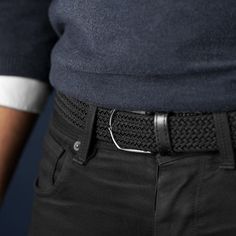 * Adjustable to fit any size
 * Comfortable and secure stretch canvas Black Fitted Casual Belt, Casual Leather Belt Buckles For Workwear, Modern Black Business Belt, Modern Black Belt For Business, Black Fitted Modern Belt, Classic Black Belt For Work, Classic Black Belt For Business Casual, Black Belt For Workwear, Modern Fitted Black Belt