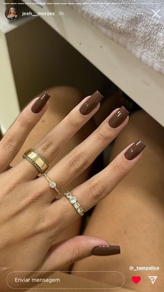 Nails Ideas Autumn 2024, Short Brown Square Nails, Autumn Nails Ideas 2024, Brown Manicure Ideas, Brown Gel X Nails, Elegant Nails Brown, Square Brown Nails, Elegant Brown Nails, Classy Brown Nails