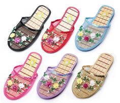 Women's Floral Beaded Sequin Rose Mesh Flats Slippers Shoes Pick a Color: Black, Red, Blue, Pink, Purple, and/or Beige Sizes: EUR 36 = US 5 EUR 37 = US 6 EUR 38 = US 7 EUR 39 = US 8 EUR 40 = US 9 Heel height: .75" New with tag Thank you! Beach Slippers Flip Flops, Floral Slippers, Sequin Flats, Fashion Slides, Summer Footwear, Mesh Heels, Indoor Slippers, Embroidery Shoes, Women Slides